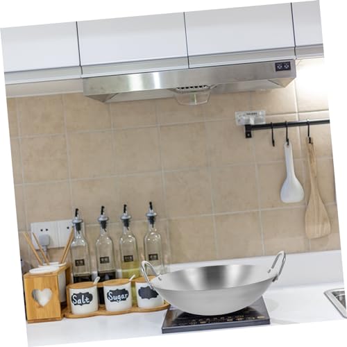 Wok de acero inoxidable con doble mango y diseño reforzado miniatura 2