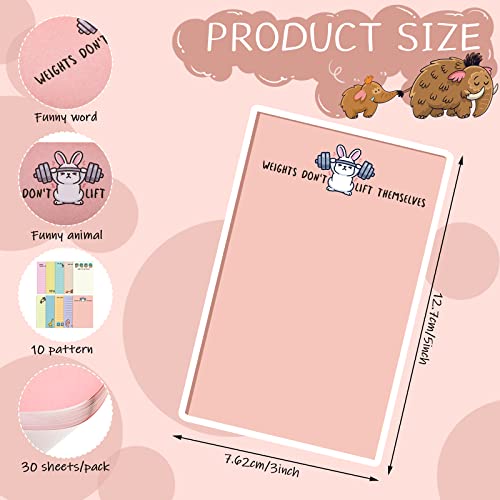 Bloc-notes humoristiques pour le bureau style mignon, lot de 10 de 30 feuilles - 2