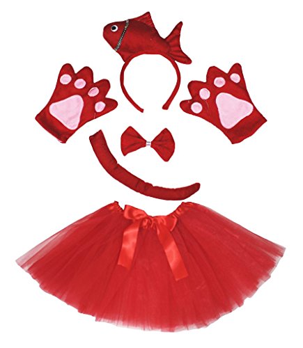 Poisson fantaisie bandeau nœud papillon queue gants et tutu rouge