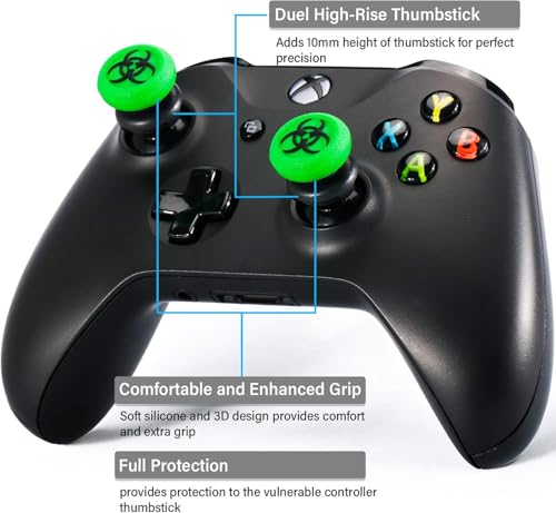Image of FPS Thumbstick Extender & 3D Texture Rubber Silicone Grip Cover 2 Sets for Xbox Series X /S & Xbox One Controller(BioH Green)