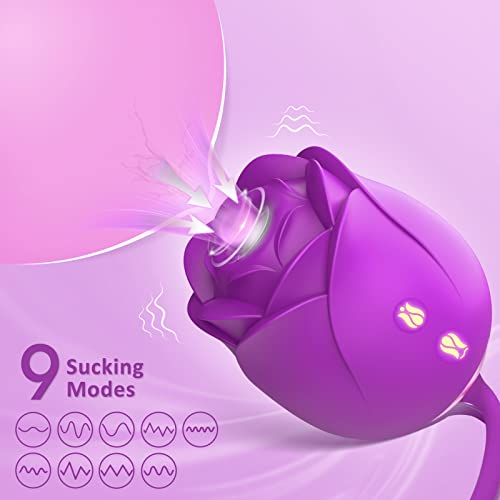 Image of MOOLIGIRL Rose Sex Toy with Thrusting Dildo for Personal Pleasure, Clitoral & G spot Sucking Vibrator with 10 Modes, Suction & Thrusting Vibrating Adult Sex Toys for Women Couples