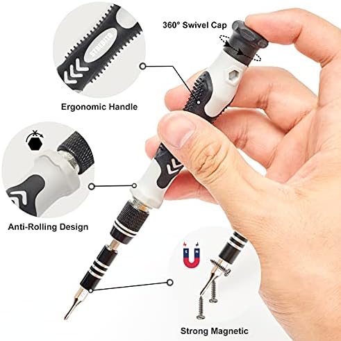 STREBITO Precision Screwdriver Set 124 in 1 Small Screwdriver Set with 101 Precision Bits Micro Screwdrive Set for Computer, Laptop, PC, Phone, MacBook, PS4,Watch, Glasses, Ring Repair