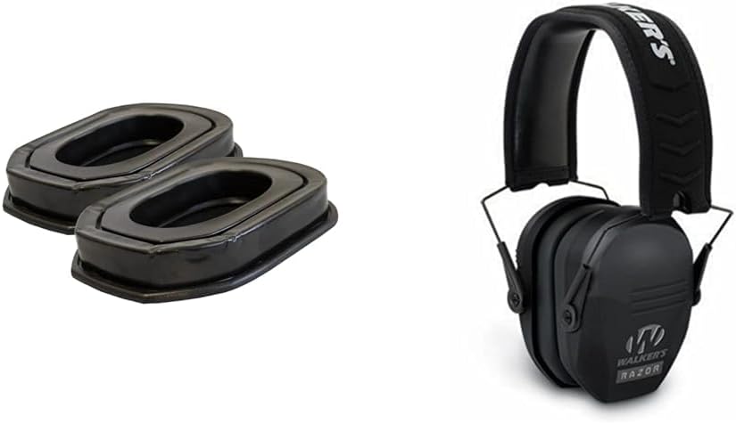 Walker's Game Ear Gel Filled Ear Pad, Multi & Razor Slim Passive Earmuff - Ultra Low-Profile Earcups - Black