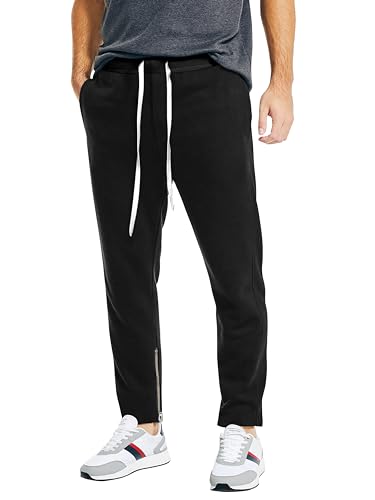 Hat and Beyond Mens Premium Track Jersey Pants with Ankle Zipper Slim Athletic Fit Sweatpants