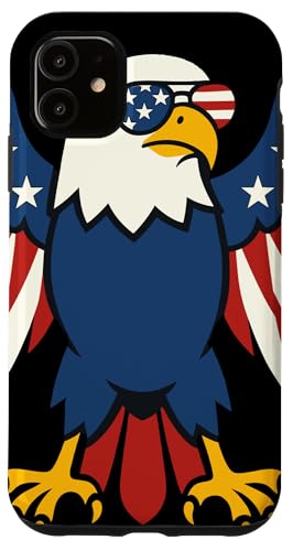 Patriotic Eagle With American Flag Sunglasses Fourth of July Carcasa para iPhone 11