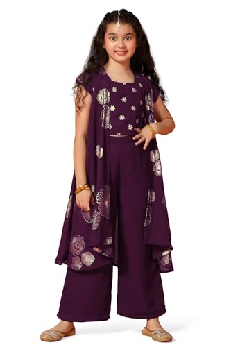 Image of Fashion Dream Girls Georgette Embroidered Palazzo Set|Kids Ethnic Wear|sharara set for girls|Indo Western Set