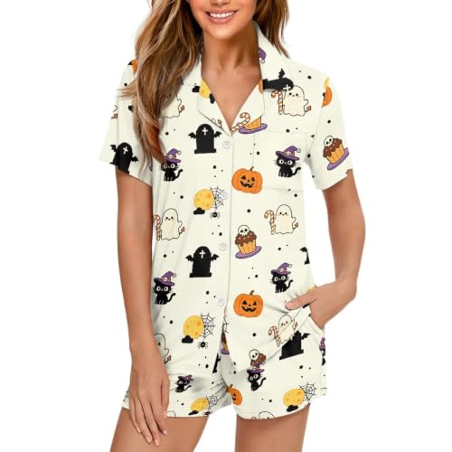 Image of Women's Short Sleeve Sleepwear Pajamas Nightwear with Pockets