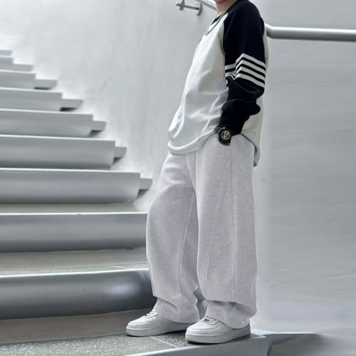 Baggy Sweatpants for Teen Boys Elastic Waist Wide Leg Y2k Cargo Pants Streetwear Vintage Trendy Loose Fit Casual Pants4