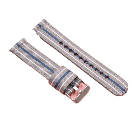Nylon Braided Watch Straps With 18mm 20mm And 22mm Quick-release Interfaces Are Universal(Light gray with blue line,18mm)