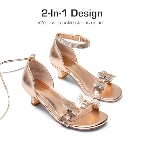 Image of DREAM PAIRS Lace Up Low Heel Sandals for Girls Ankle Strap Dress Pump Strappy Gladiator Wedding Party Shoes for Little Kid /Big Kid