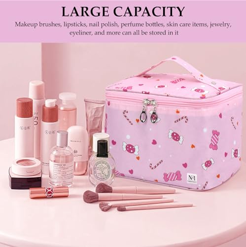 Image of NFI essentials Printed Cosmetic Organizer Bag, Makeup Bag for Women Toiletry Bag Makeup Organizer Make up Kit Travel Pouch Vanity Bag Pouch for Girls