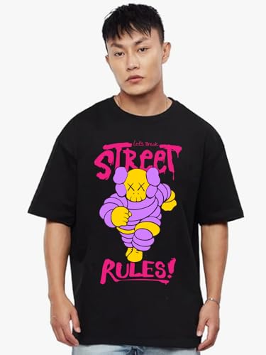 Image of Veirdo Pure Cotton Oversized Loose Fit Drop Shoulder Graphic Printed Men's Half Sleeve T-Shirt (Sizes: S to 2XL)