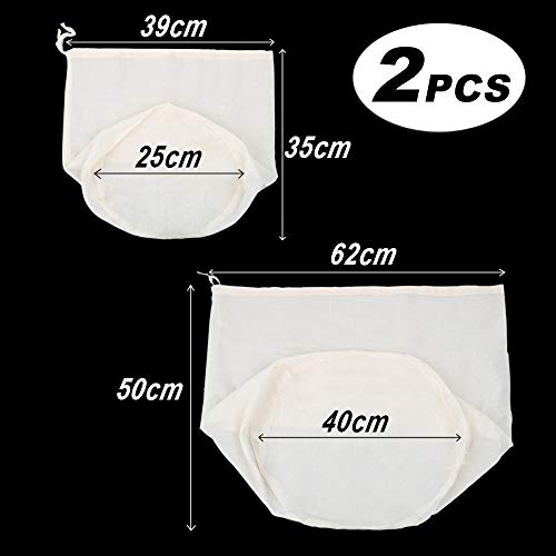 VINFUTUR 2pcs Sac Brassage Biere Réutilisable Extra-Large, Sacs en Mousseline de Coton, pour Confiture de Vin avec Fruits et Yogourt - Image 3