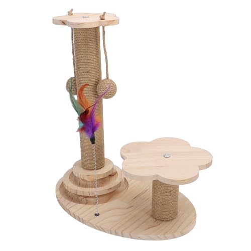 Rascador para Gato de Madera Natural con Juguete Colgante miniatura 4