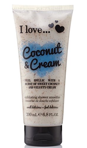 I Love Coconut and Cream Exfoliating Shower Smoothie - Exfoliating Body Scrub and Body Wash - Cleanse and Soften Skin - Coconut Scent - 6.8 oz