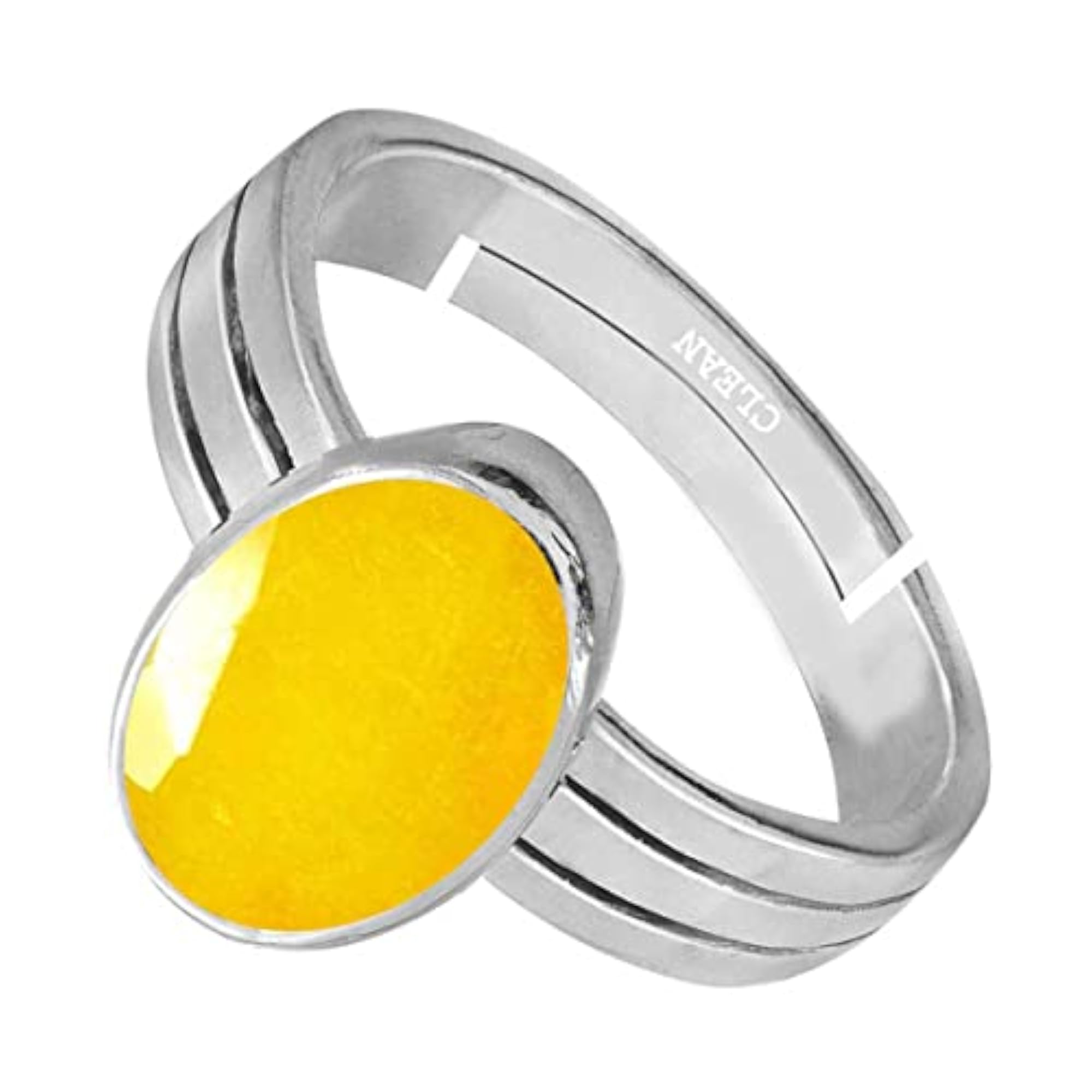 5.25 Ratti Sapphire/Pukhraj Adjustable Ring, 925 Sterling Silver