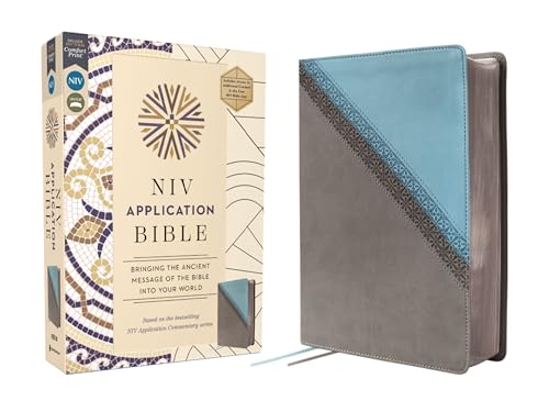 Image of NIV Application Bible, Leathersoft, Teal /Grey, Red Letter, Comfort Print: Bringing the Ancient Message of the Bible into Your World (NIV Application Commentary Resources)