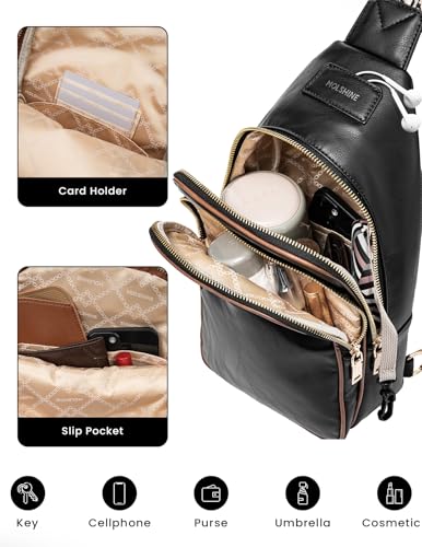 molshine Sling Crossbody Bag, Fashion Chest, Casual PU Leather Shoulder Bag for Men Women Work Travel Hiking Sport Cycling4
