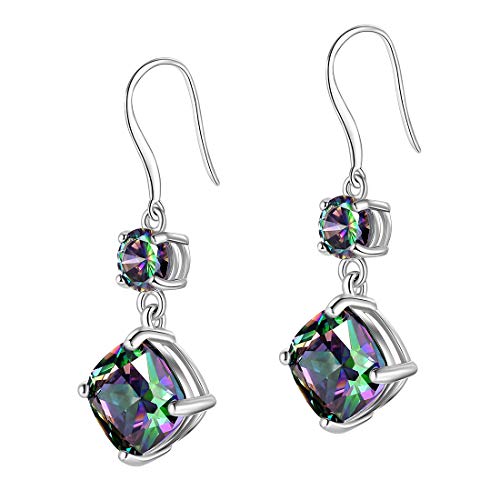 Hipunk 925 Sterling Silver Mystic Fire Topaz Women Necklace/Earrings Crystal Mystic Rainbow Topaz Jewelry Birthday Jewellery