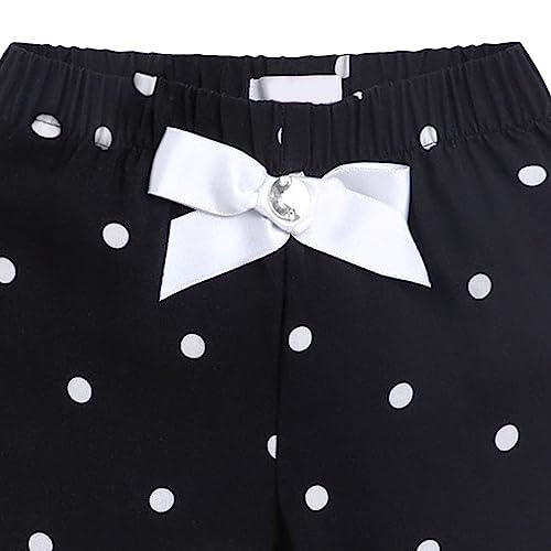 Image of Hopscotch Girls Cotton Blend Polka Dot Print Shorts in Black Color
