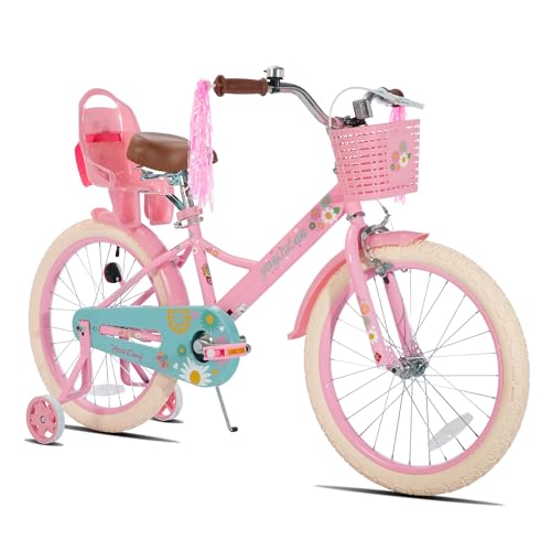 Image of JOYSTAR Little Daisy Kids Bike for Girls Boys Ages 2-10 Years, 12 14 16 20 Inch Girls Bikes with Doll Bike Seat & Streamers, Boys Bike with Flag & Number Plate, Multiple Colors