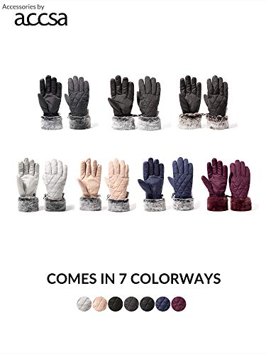 Accsa A99060 Women Winter Ski Glove Waterproof 3M Thinsulate Warm Windproof Off-White M thumb #5