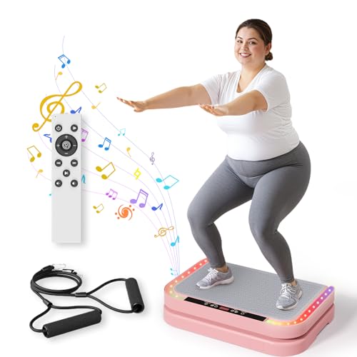Image of Vibration Plate Machine for Lymphatic Flow & Muscle Recovery, Vibration Fitness Platform with Bluetooth & LED Modes, 440 Lb Capacity & 200 Levels for Home Use
