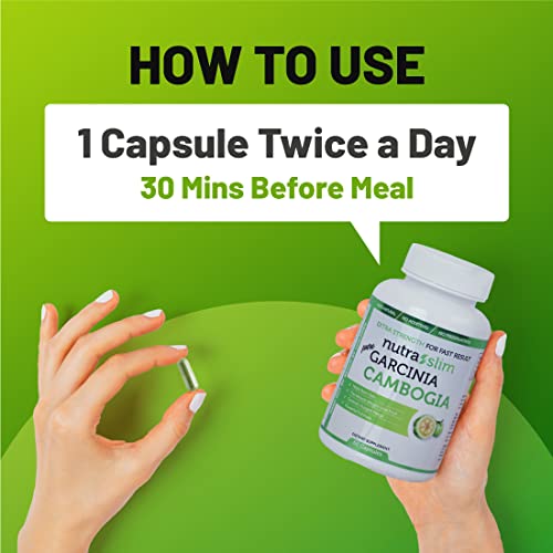 Image of NUTRASLIM Garcinia Cambogia Capsules for with HCA & Green Tea Extract - Weight Management Supplement - 60 Capsules