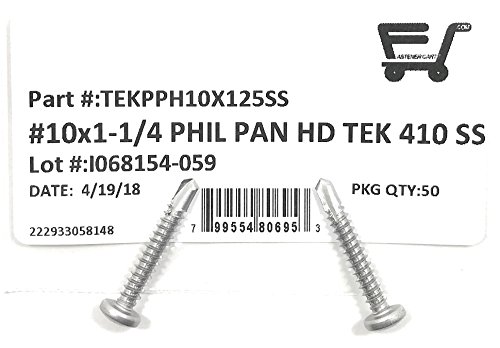 #10x1 1/4 Tornillo Autoperforante Phillips Acero inoxidable miniatura 2