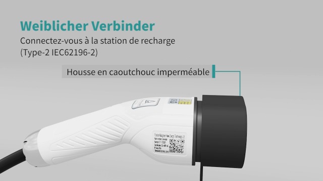 vhbw cavo di ricarica tipo 2-tipo 2 compatibile con Fiat 500 Elektro, 500 Electric auto elettrica - monofase 16 A 3,5 kW 5 m