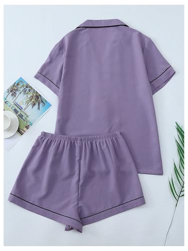Image of Verdusa Pajamas For Women Set 2 Piece Summer Pajama Sets Cute Pjs Lounge Matching Button Shirt with Shorts