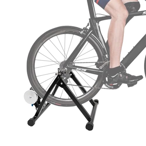 Fluid Bike Trainer - Entrenador de ciclismo para interiores de alta resistencia de 150 kg para ruedas de 66.0 cm-73.7 cm/700C, resistencia silenciosa de 5 niveles, plegable con bloque elevador de