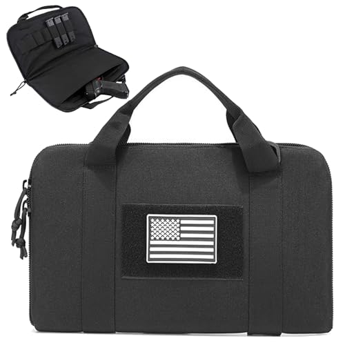 Étui tactique pour pistolet et double sac de rangement rectangulaire rembourré noir