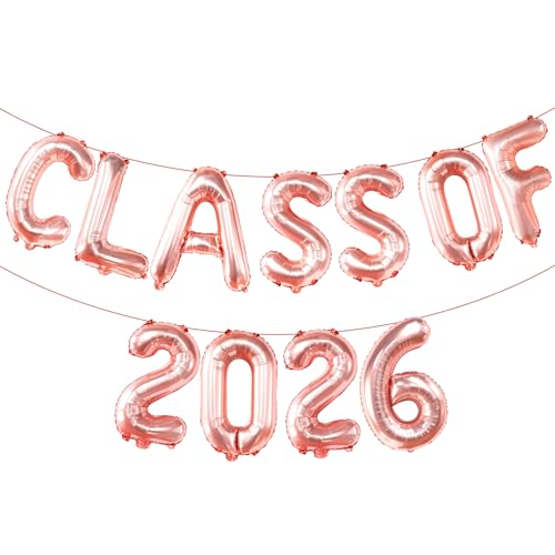 Image of KatchOn, Rose Gold Class of 2026 Balloons - 16 Inch | Graduation Balloons, Graduation Decorations Class of 2026 | Class of 2026 Decorations, Graduation Balloons Class of 2026 | Graduation Decorations