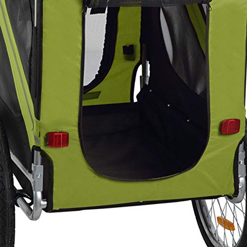 zoomundo Fahrradanhänger Hundeanhänger für Hunde-Transport in Grün/Schwarz - Silver Frame