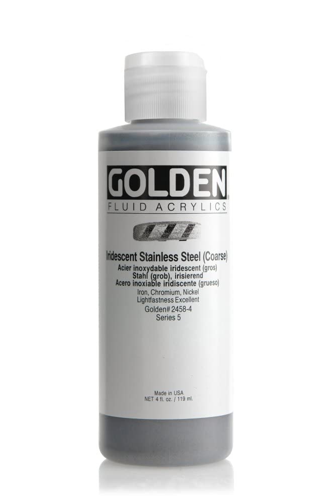 Golden Fluid Acrylic, 4 Ounce Bottle, Iridescent Stainless Steel