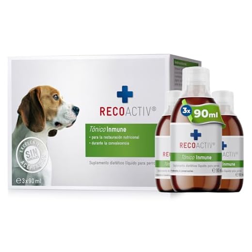 RECOACTIV Tónico Inmune para Perros, 3 x 90 ml, suplemento dietético para el Apoyo inmunológico y la prevención de los síntomas de carencia, eficaz Estimulante dietético del apetito
