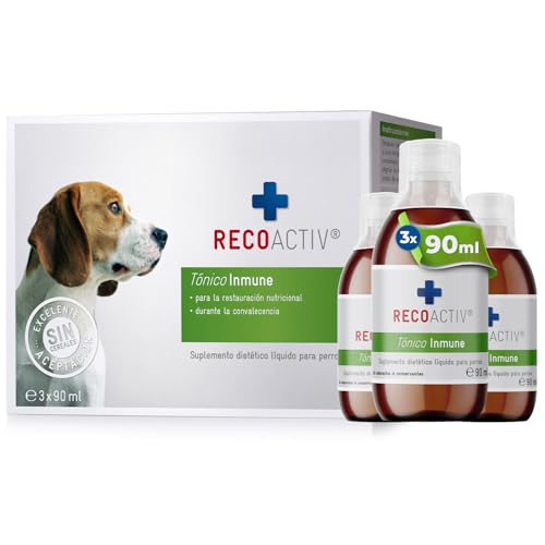 RECOACTIV Tónico Inmune para Perros, 3 x 90 ml, suplemento dietético para el Apoyo inmunológico y la prevención de los síntomas de carencia, eficaz Estimulante dietético del apetito