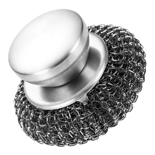 IWOWHERO Stainless Steel Scrubber with Handle Non Scratch Steel Cleaning Pads for Tough Stains for Pots Pans Dishes and Grills Kitchen