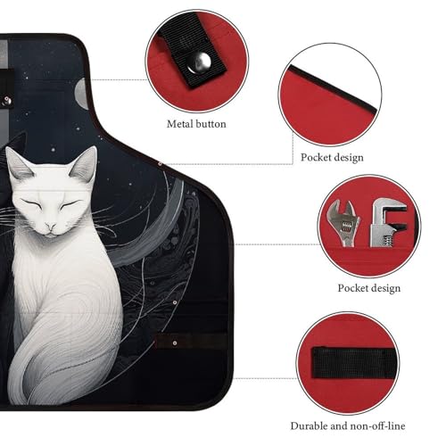 Delantal de trabajo con diseño de dos gatos para hombres y mujeres miniatura 3