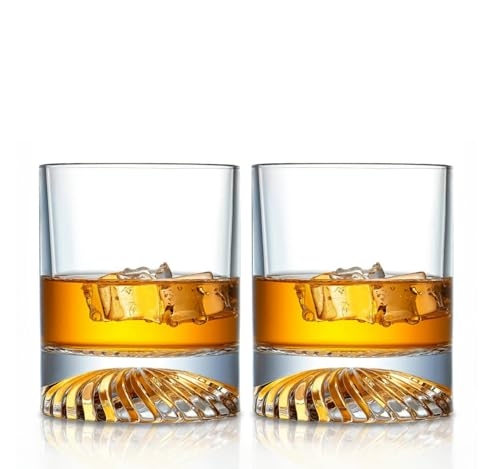 LEKUNI Vasos Whisky Cristal Set Of 2, 340ml Vasos De Whisky, Regalos Para Hombre Para Hombres Y Mujeres Que Beben Bourbon Escocés, Cócteles, Ron, Coñac, Vodka En El Bar De Casa