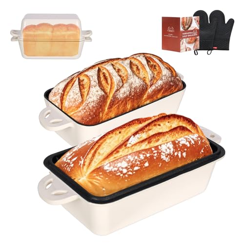 AILITOR 9x5 Enameled Cast Iron Loaf Pan with Lid - 2 in 1 Bread Pan for Baking Homemade Sourdough by AILITOR - Used condition - US$39.76