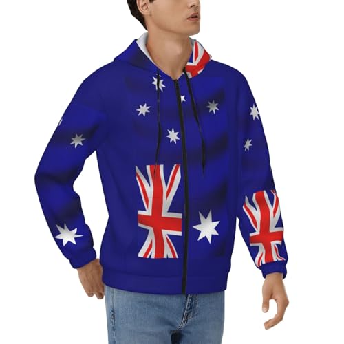 Sweat à capuche zippé thermique homme avec motif drapeau australien