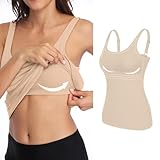 V FOR CITY Womens Vest Ladies Tank Top with Built in Bra Summer Tops Cotton Camisole Adjustable Wider Strap Shirts M