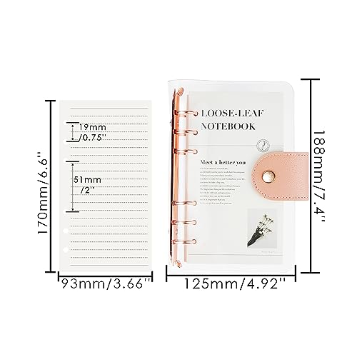 Classeur A6 transparent anti-perte de notes avec fermeture pression