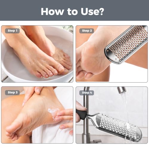 Image of Foot File Foot Scrubber Pedicure - Callus Remover for Feet Easkep Professional Grater Rasp Foot Scraper Corns Callous Removers Cracked Dead Skin Remover for Dry and Wet Feet (Black)
