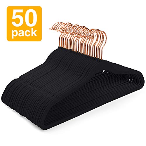 Pretigo Velvet Hangers Non-Slip Velvet Hanger -50 Pack-Clothes Hangers Velvet Space Saving Clothes