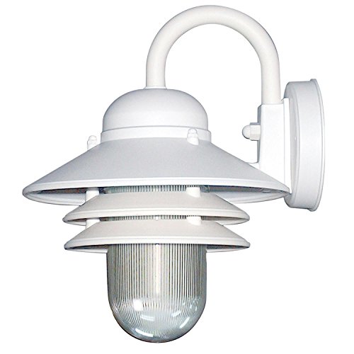 Sunlite 41367-SU Nautical Style Outdoor Wall Fixture, Medium Base Socket (E26), Weatherproof Polycarbonate, Prismatic Acrylic Lens, UL Listed, White Finish