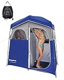 KingCamp Unisex-Erwachsene Übergröße Outdoor Duschzelte für Camping Ankleidezimmer Tragbar Umkleidekabine Dusche Privatsphäre Shelter Einzel-/Doppelduschzelt, 2 Zimmer, Blau/Grau, 2 Room
