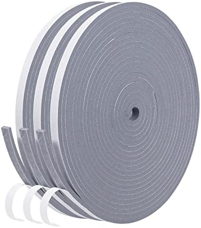 fowong Foam Sealing Tape with Adhesive 12mm Wide x 6 mm Thick High Density Home Window Door Draught Excluder Weather Stripping, Total 8M Long (2 Rolls of 4M Long Each)